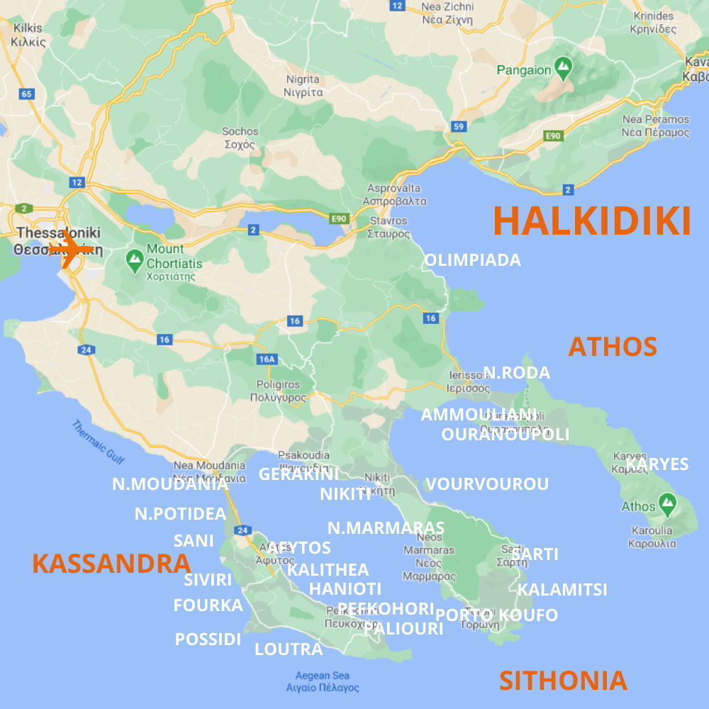 Map of Halkidiki